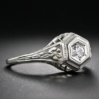 Petite Filigree Diamond Engagement Ring