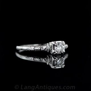 Petite Floral Motif Diamond Solitaire