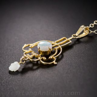 Petite Gold, Opal and Pearl Pendant