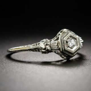 Petite Mine Cut Diamond Filigree Engagement Ring