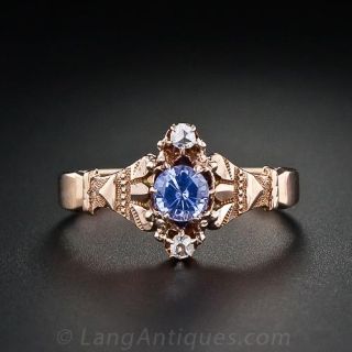 Petite Natural Sapphire and Diamond Ring