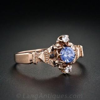 Petite Natural Sapphire and Diamond Ring