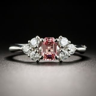 Petite Pink Sapphire Platinum and Diamond Ring
