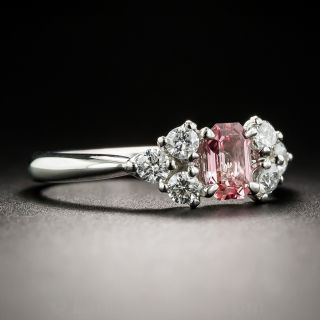 Petite Pink Sapphire Platinum and Diamond Ring