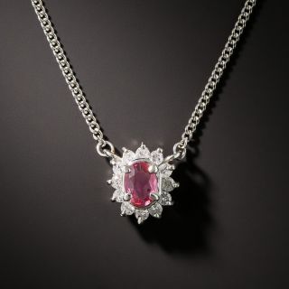 Petite Pink Sapphire Platinum Diamond Drop - 2