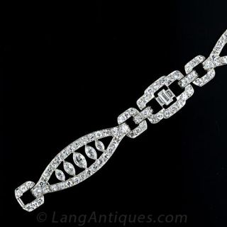 Petite Platinum and Diamond Art Deco Bracelet