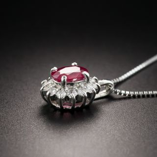 Petite Platinum Ruby and Diamond Pendant