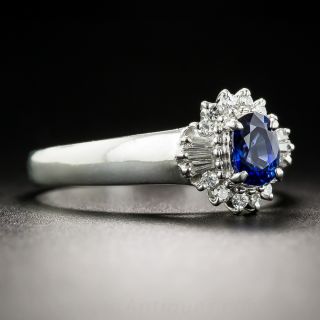 Petite Platinum Sapphire and Diamond Estate Ring