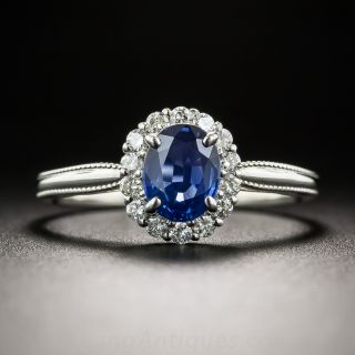 Petite Platinum Sapphire and Diamond Ring