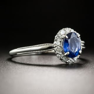 Petite Platinum Sapphire and Diamond Ring
