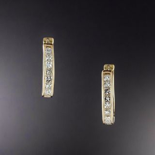 Petite Princess-Cut Diamond Hoop Earrings - 3