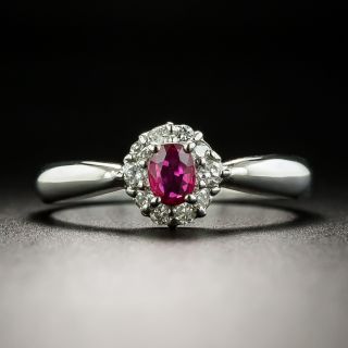 Petite Ruby and Diamond Halo Ring - 2