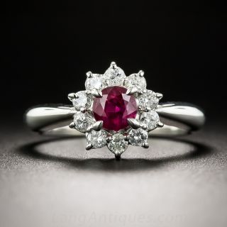 Petite Ruby and Diamond Platinum Ring