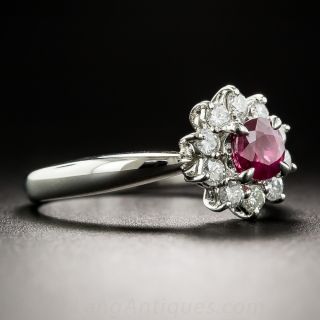 Petite Ruby and Diamond Platinum Ring