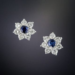 Petite Sapphire and Diamond Ear Studs - 2