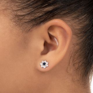 Petite Sapphire and Diamond Ear Studs