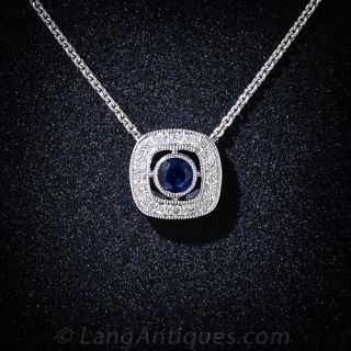 Petite  Sapphire and Diamond Pendant - 2