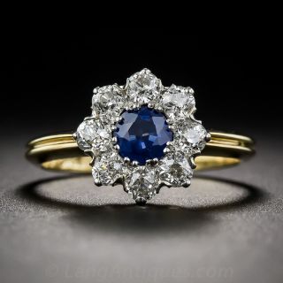 Petite Sapphire Diamond Halo Ring