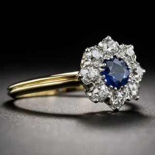 Petite Sapphire Diamond Halo Ring