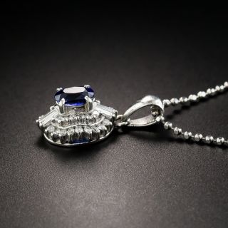Petite Sapphire Platinum Diamond Drop Necklace