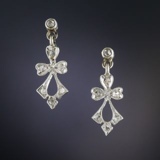 Petite Silver on Gold Edwardian Rose Cut Diamond Drops