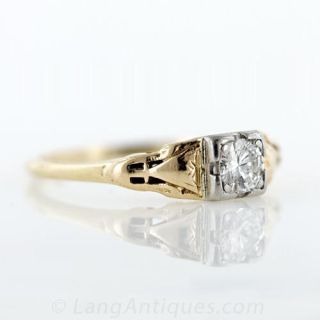 Petite Two Tone .20 Carat Diamond Engagement Ring
