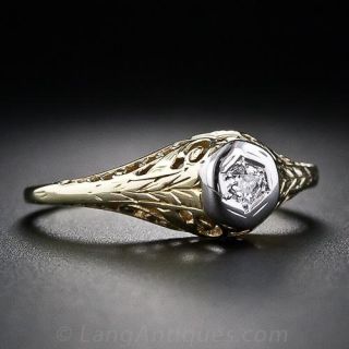 Petite Two-Tone Diamond Engagement Ring