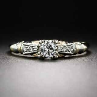 Petite Two-Tone Late Art Deco Engagement Ring