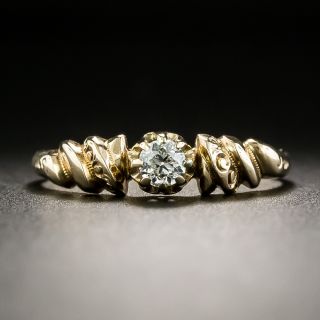 Petite Victorian .17 Carat Diamond Solitaire Engagement Ring - 2