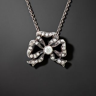 Petite Victorian Diamond Bow Pendant - 2