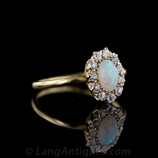 Petite Victorian Opal and Diamond Cluster Ring