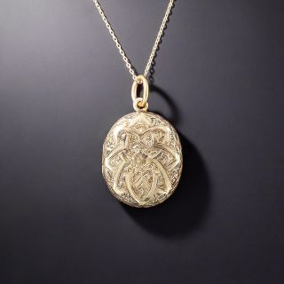 Petite Victorian Oval Engraved Locket - 1