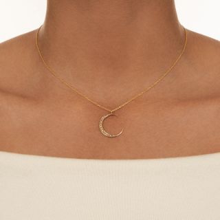 Petite Victorian Pearl Crescent Pendant