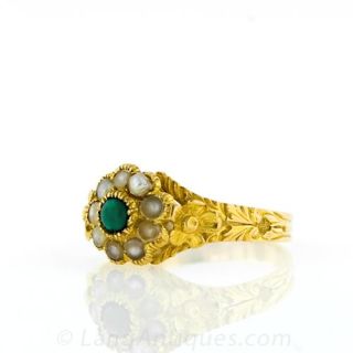 Petite Victorian Turquoise and Pearl Ring