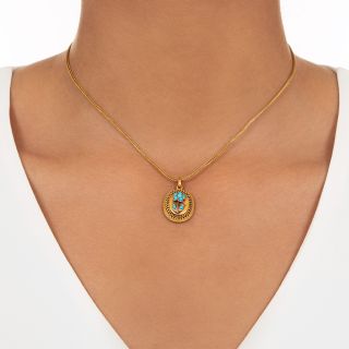 Petite Victorian Turquoise Flower Pendant Locket
