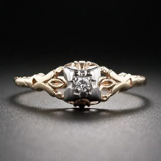 Petite Vintage Diamond Engagement Ring