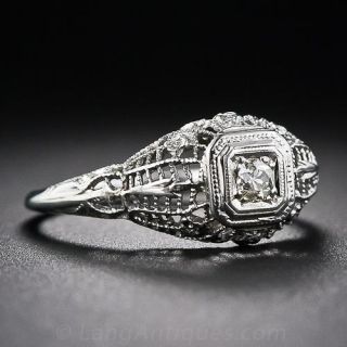 Petite Vintage Diamond Engagement Ring