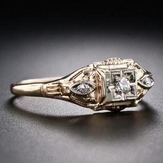 Petite Vintage Diamond Engagement Ring