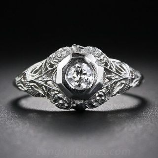 Petite Vintage Diamond Engagement Ring 