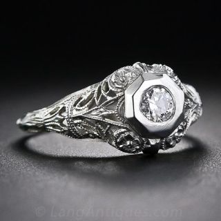 Petite Vintage Diamond Engagement Ring 