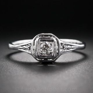Petite Vintage Diamond Engagement Ring