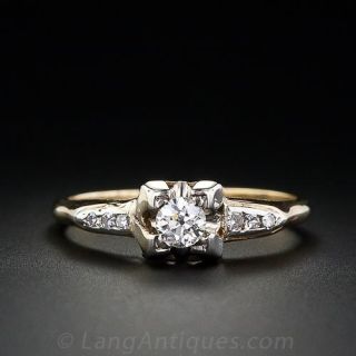 Petite Vintage Diamond Engagement Ring
