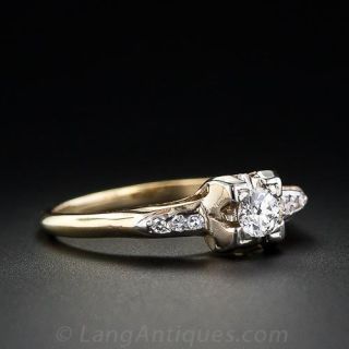 Petite Vintage Diamond Engagement Ring