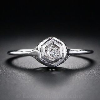Petite Vintage Diamond Filigree Ring