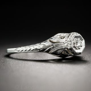 Petite Vintage Diamond Neoclassic Solitaire