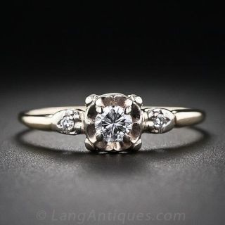 Petite Vintage Diamond Solitaire Engagement Ring