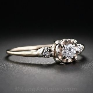 Petite Vintage Diamond Solitaire Engagement Ring