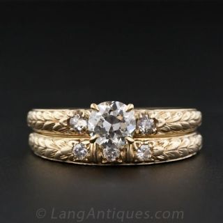 Petite Vintage Diamond Wedding Set