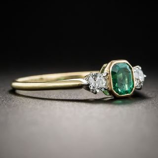 Petite Vintage Emerald and Diamond Ring