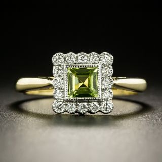 Petite Vintage Style Peridot and Diamond Ring - 8
